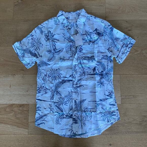 Onia Jungle Waterfall Jack Shirt in Blue and White - Picture 1 of 4